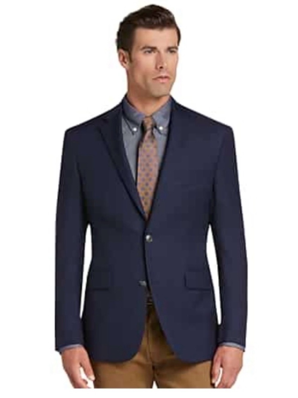 JoS A Bank Tailored Fit Wool Men's Navy Blue Preppy Office Career Blazer Sz 36S
